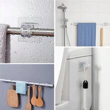6PCS No Drill Curtain Rod Brackets, Self Adhesive Curtain Rod Holder Hooks, Nail Free Adjustable Curtain Rod Hooks Curtain Hangers Wall Mount Holder For Bathroom Kitchen Home Bathroom & Hotel - 6Pcs - View 4