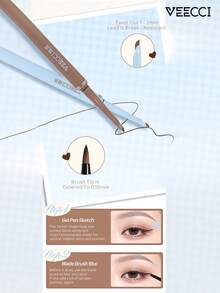 VEECCI Canelé系列凝胶眼线笔，持久不晕染，自然哑光妆效，双头设计，一头带刷头，适合初学者 - #J02 Classic Brown - 查看 4