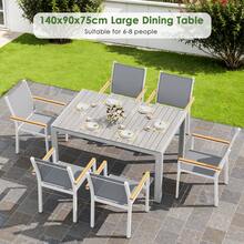 Rectangular Garden Table Made Of Aluminum And WPC, Weatherproof Dining Table For Garden And Patio, Modern Outdoor Table For 6 People, 140x90x75 Cm - Grey - View 7