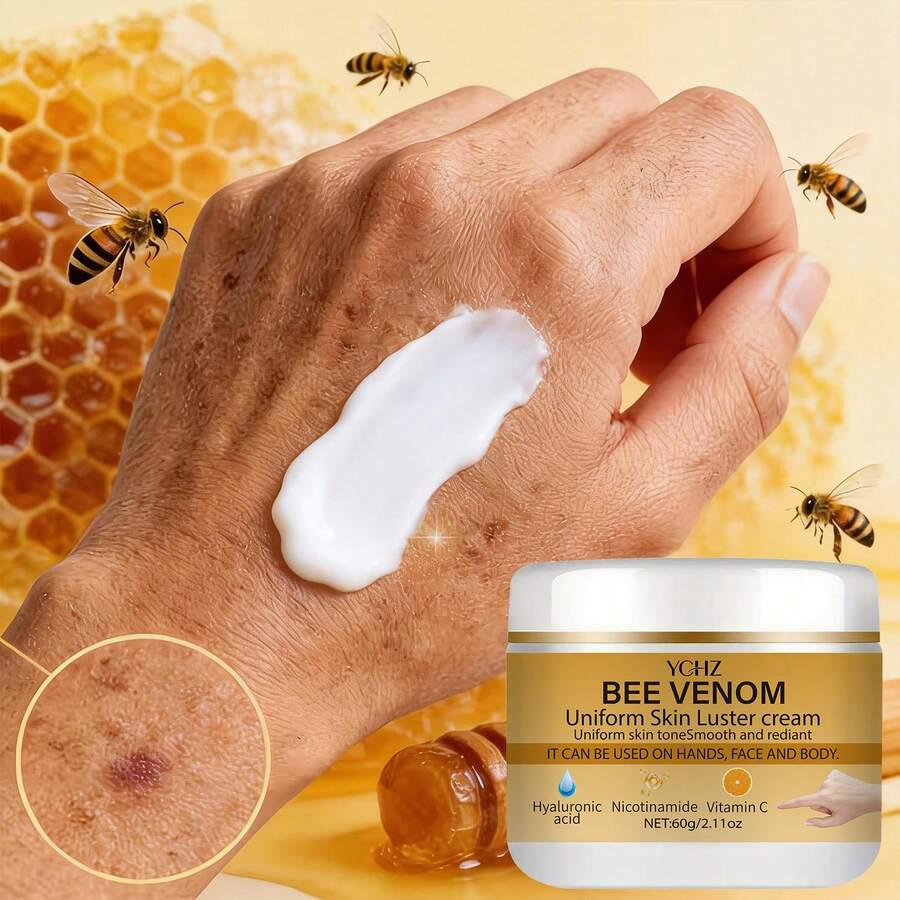 YCHZ Crema Antienvejecimiento Iluminadora con Veneno de Abeja, Contiene Veneno de Abeja y Niacinamida, Se Puede Usar en Manos, Cara y Body, Mejora la Elasticidad y Firmeza, Reduce Arrugas y Líneas Finas, Apta para Todos los Tipos de Piel - Fórmula Hipoalergénica - 60 gramos - Ver 1