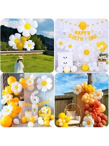 12个雏菊铝箔气球，可爱轻盈，适合生日派对、周岁生日、白色雏菊气球、向日葵铝箔气球、白色雏菊气球，也适合生日、婚礼、周年纪念、求婚、情人节装饰。 - 彩色 - 查看 4