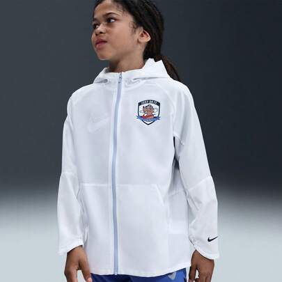 Nike 青少年男童 K NK DF UV 梭织夹克 GCEL，梭织连帽夹克 II0478-100