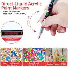 168/120/80/60色丙烯马克笔，软头彩色笔，学生美术用品，学生艺术专业绘画、岩石画、木头、石头、玻璃、陶瓷、织物绘画、DIY工艺品、返校季、圣诞礼物，12/24/36/48支装 - 黑色 - 查看 3