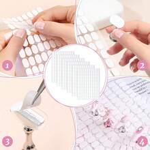 600 PCS False Tip Double Sided Adhesive Tapes, White Pre-Cut Nail Display Strips Press On Adhesive Tabs Nail Art Glue Stickers Nails Art Holder Nails Display Book - 600PCS Double-Sided Adhesive Pad - 查看 9