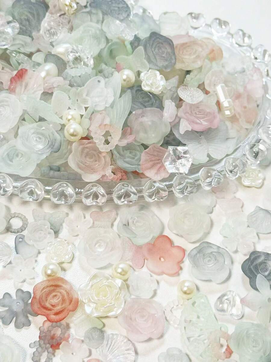 Resin Mixed Rose Butterfly Love Moon Shape, DIY Cream Gel Phone Case Material Package Accessories Resin Accessories Wholesale, This Product Can Be Used For Various DIY Handmade Scenes Such As Phone Cases, Hair Clips, Photo Frames, Etc. It Is Used For DIY Handmade Design Decoration Accessories Such As Headwear, Clothing, Evening Dresses, Shoes And Hats, Weddings, Christmas, Handicrafts, Etc. - Multicolor - View 1