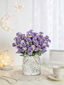 1/3/80 浪漫人造绣球花中心装饰摆件，塑料花球，菊花，康乃馨仿真叶，适用于婚礼、房间、家居、酒店、派对、新年礼物、花束、情人节、客厅、卧室、桌面、新娘捧花、户外花园 - 紫色 - 查看 5