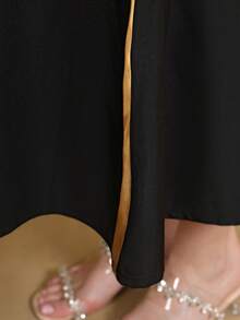 Áo dài Jalabia kiểu Ả Rập thêu hạt cườm vàng sang trọng, cổ chữ V viền vàng, thiết kế mới cao cấp năm 2026 dành cho tháng Ramadan. - màu đen - Xem 5