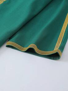 Elegant Moroccan Gandoura For Men With Embroidered Pattern Islamic Jubba Thobe Ideal For Eid Muslim Religious Events Male Clothing Arabic Men Attire For Celebrations Prayer Long Robe North Africa Abaya - Green - View 8