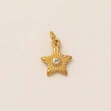 1pc New Fashionable Daily Gold Stainless Steel Star Rainbow Radiant Star Meteor Star Eye Pendant, Inlaid With Zirconia, Stainless Steel Plated With 18K Gold, Suitable For DIY Jewelry, Necklace, Bracelet Accessories, Earrings, Keychains, Bag Accessories, Women's Jewelry Accessories, Wallet Accessories, Pendants, Stainless Steel DIY Accessories - Multicolor - View 14