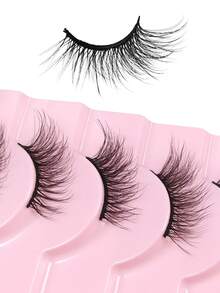 Hinarin 10对半截式自然款假睫毛，蓬松柔软，猫眼造型，纤细黑色带，适合时尚女孩、女士旅行派对使用。 - 半眼睫毛 - 查看 4