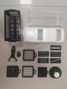 一套厨房多功能蔬菜切碎器、土豆胡萝卜切片器、刨丝器、带手柄的食物研磨器、洋葱切碎器、厨房刨丝器，多功能必备工具 - 彩色 - 查看 13