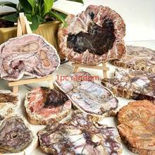 1 pièce Tranche de bois pétrifié de style bohème Forme irrégulière de pierre pour la décoration de la maison, idéale pour le sous-verre de bureau de salle de café, décoration thématique végétale de collection, parfaite pour Noël, Halloween, Pâques, Thanksgiving - Tabac - Voir 8