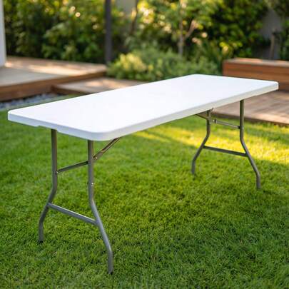 Mesa Plegable Tipo Portafolio Blanca de Plástico