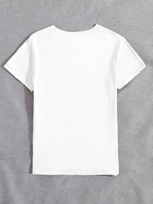 DEAR MOLLY Damen Rundhals T-Shirt mit Strass-Verzierung und Kurzarm, Geschenk für Mutter, geeignet für Frühling/Sommer Alltagsmode Weiß - Weiss - Übersicht 4