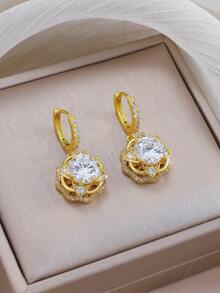 1 Set Exquisite Elegant Micro-Inlaid Zirconia Starburst Necklace And Earrings, Versatile For Daily Wear - Multicolor - View 6