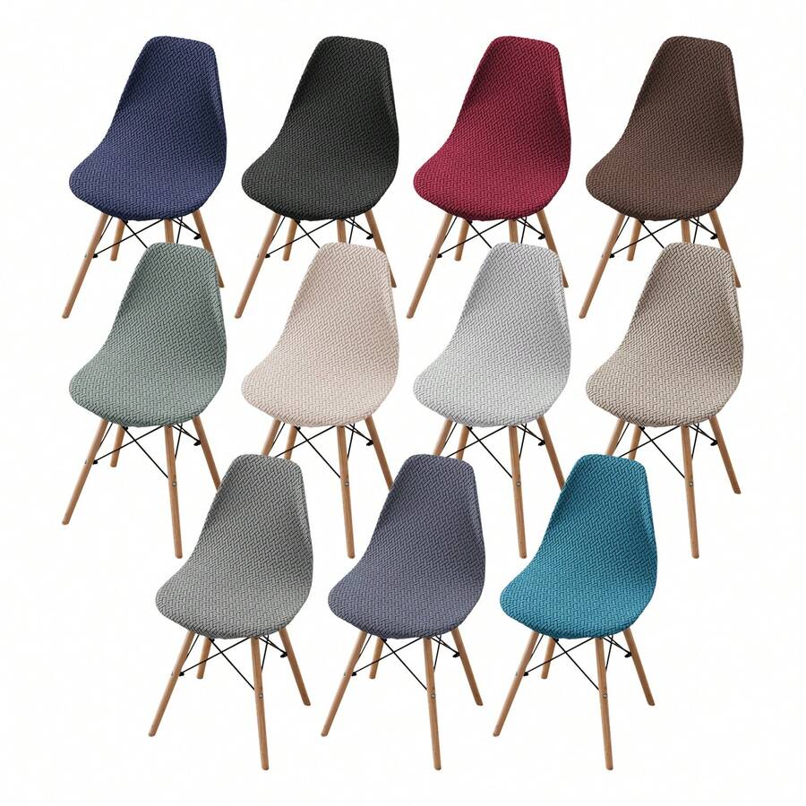 1/2/4/6pcs Striped Solid Color Shell Chair Covers Suitable For Home, Hotel, Banquet