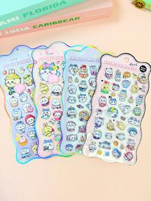 3D立体透明贴纸，融合了可爱的日系设计、梦幻甜美的少女风格和简约美学，呈现出丰富多样的艺术性和实用性图案元素。可重复使用的高粘性背胶，方便无痕粘贴。 - 彩色 - 查看 5