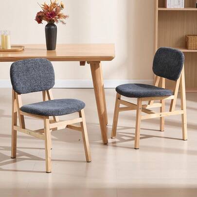  Chairus Set Of 2 Vintage Chenille Dining Chairs With Wooden Legs