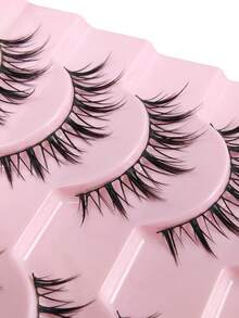 10 Pairs Manga Style Pointed Eyelashes Natural Look Anime Style False Eyelashes Wispy Fluffy Spiky Lashes Korean & Japanese Style Strip False Eyelashes, False Eyelashes - Natural Lashes - View 4