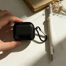 Black Protective Case Suitable Compatible With Apple Bluetooth Wireless Earphones, Anti-Scratch And Drop Protection Case + 1pc White Cleaning Brush - Black - View 2