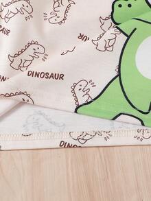 2pcs Baby Boys' Cute Simple Round Neck Short Sleeve Dinosaur Cartoon T-Shirt Top Paired With Solid Color Shorts, Fashionable & Versatile Baby Boy Outfit, Suitable For Spring/Summer Daily, Party, Outing - Multicolor - View 7