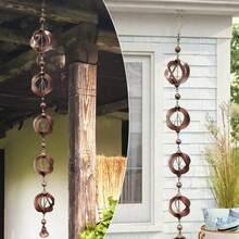 Metal Rain Chain For Outside Adjustable Rain Catcher Chain With Bell For Gutters Outside Eaves Drainage Downspout, For Divert Water And Home Display - Rotating Rain Chain - View 10