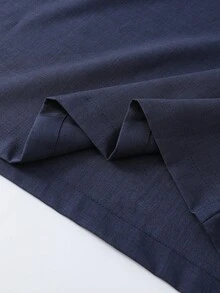 Elegant Moroccan Traditional Style Muslim Men's Kaftan Robe Gandoura Middle Sleeve Thobe For Prayer Traditional Islamic Weddings Wear Festivals Cultrual Clothing North Africa Abaya Traditional Islamic Long Robe - Navy Blue - View 8
