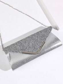 4pcs Women's Fashion Versatile Elegant Sequin Clutch Bag, Luxury Crystal Necklace, Earrings, Bracelet Jewelry Set For Party - Silver - View 3