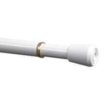 Adjustable Tension Curtain Rod 28 To 48 Inch Spring Loaded Steel Tube 7/16 Inch Diameter White Finish - 1 - View 2