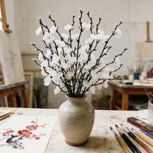 Artificial Flower Simulation Plum Blossom 21.7 Inches, Suitable For Home, Hotel, Office, Wedding, Party, Garden Decoration - White - View 4