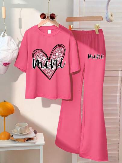 2pcs/Set Casual Loose Short Sleeve T-Shirt And Shorts, Suitable For School, Sports, Outdoor, Summer