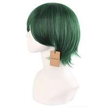 Map Of Beauty Men's Short Straight Wig For Cosplay Costume In Pine Green Color Ideal For Character Roles Fantasy Themes And Stage Performances Lightweight Natural-Looking Hair Texture With Secure Fit For Extended Wear - 深綠色 - 查看 5