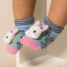 Meias Dallf Meia Pantufa Bichinho Recém Nascido Maternidade Enxoval Resistente Algodão Confortavel Dallf - Azul/Rosa - Visão 3