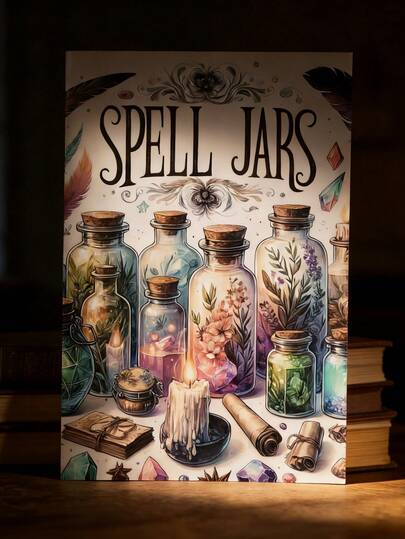 1pc DIY Spell Bottle Ritual Guide Book - Includes Love, Protection And Abundance Spells | Step-By-Step Crystal, Herb And Candle Magic | Beginner's Witchcraft Spirituality