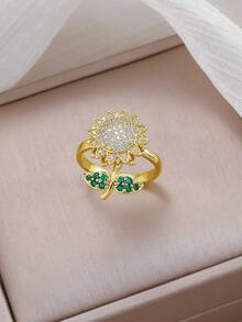 1 Set Exquisito Juego de Collar y Aretes con Diamante Principal y Circonita Micro-Incrustada de Alta Gama, Versátil para el Uso Diario - Multicolor - Ver 2