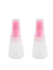 1 pieza Brocha de silicona con botella, brocha para freidora de aire, panqueques, a la parrilla, hornear, control de aceitado con mango resistente al calor - Rosa - Ver 10