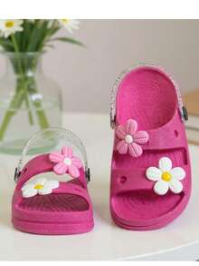 Papete Infantil R Feminina com Flor Antiderrapante Super Leve Confortável Sandália Menina P01 - Pink - Visão 1