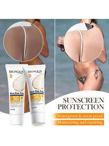 BIOAQUA Protector Solar De Pulpa De Arroz Fps 50 + Pa+++ Uva Uvb Bloqueo Uv Larga Duración Resistente Al Agua Resistente Al Sudor Nutritivo 4 En 1, 40g - Blanco - Ver 8