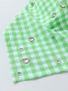 1pc Fashionable Plaid Print Triangular Scarf Headband, Elastic Hair Tie Versatile For Daily Wear - Multicolor - View 2