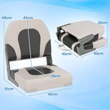 COSTWAY 2-Pack Upholstered Folding Captain Boat Chair With Padded Seat And Back, Grey - Grey - View 2