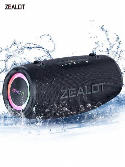  ZEALOT S87 80W 无线蓝牙音箱，便携式户外低音炮，高保真音质，支持双设备连接，快速充电，兼具移动电源功能，包含充电线和音频线，兼容智能手机/平板电脑/电脑/电视，适用于户外派对和家庭影院。