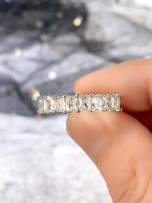 1 Buah Cincin Zirkonia Kubik Cantik untuk Wanita, Hadiah Hari Valentine, Perhiasan Pesta Ulang Tahun Pernikahan - Perak - View 7
