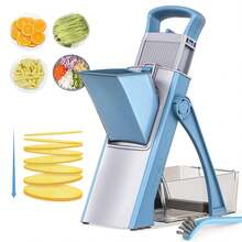 4-In-1 Manual Vegetable Cutter & Slicer | Shred, Slice, Julienne & Dice Without Changing Blades | Foldable Blue Compact Design For Kitchen Storage - Blue - View 1