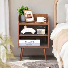 Bedside Cabinet, Simple And Modern, Easy To Assemble, Heightened Wooden Legs, Storage Cabinet, Bedroom, Small Home Use, Nordic Style Bedside Shelf - Cà phê nâu - Xem 2