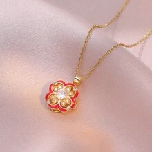 Bộ 1 dây chuyền và bông tai kiểu cổ điển tráng men và đính đá Zirconia siêu nhỏ, đa năng, phù hợp để đeo hàng ngày. - Nhiều màu - Xem 5