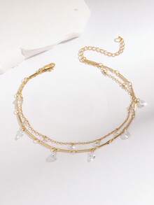 1 pieza Tobillera delicada de doble capa con cadena de bambú y colgante de cereza pequeño, adecuada para uso diario y como regalo de Año Nuevo para mujeres/niñas - Multicolor - Ver 14