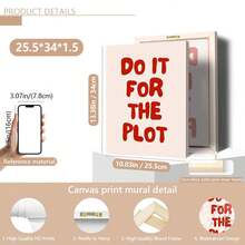 1pc "For The Plot" Red Minimalist Typography Canvas Wall Art, Fashion Girl Art, Inspirational Quote Art, Home Decor, Hanging Canvas - Multicolor - View 15