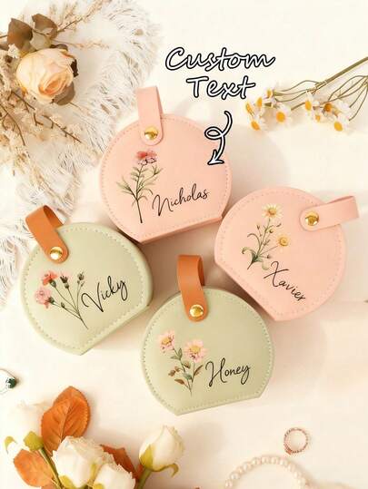 1pc Customized Bridesmaids Gifts Floral Jewelry Boxes, Stylish Storage Boxes, Personalized Gifts For Bridesmaids, Wedding Parties Gifts Jewelry Case ,Chic Autumn,Valentine's Day Gift,Customised Gifts,Girlfriend Gift