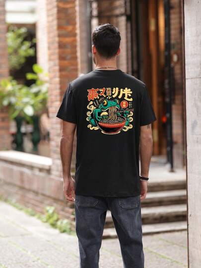 Men's fashionable printed short-sleeved crew neck casual summer short-sleeved top, machine washable, comfortable outdoor casual wear, machine washable shirt