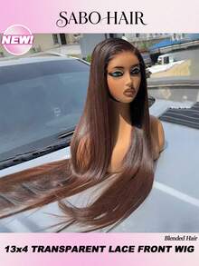 13x6 13x4 Bone Straight Lace Front Wig Pre Plucked Bye Bye Knots 200 Density Wig Natural Hairline Heat Resistant Human Frontal Hair Replacement Blended Hair Wigs For Women 26 Inch Long Brown Wig Daily Use - Brown - View 2